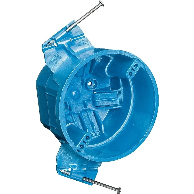 Carlon BH525A-UPC Ceiling Box, Bracket Mounting, 4 in W, 4 in D, 3 in H, 1-Gang, PVC, Blue