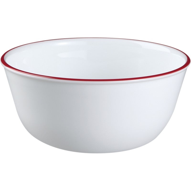 Corelle 1060572 Soup/Cereal Bowl, Vitrelle Glass, Red/White, For: Dishwashers and Microwave Ovens (Pack of 3)