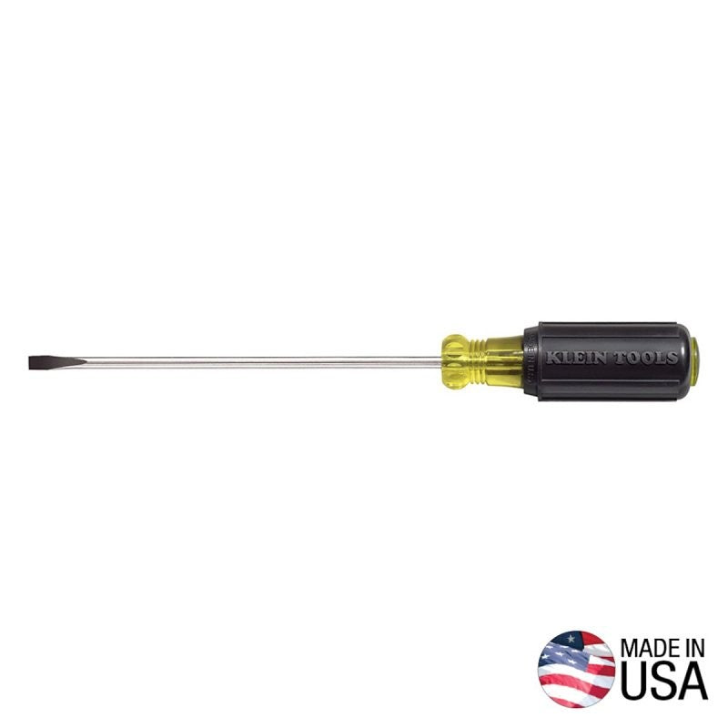 Klein Tools 601-6 Screwdriver, 3/16 in Drive, Cabinet Drive, 9-3/4 in OAL, 6 in L Shank, Acetate Handle