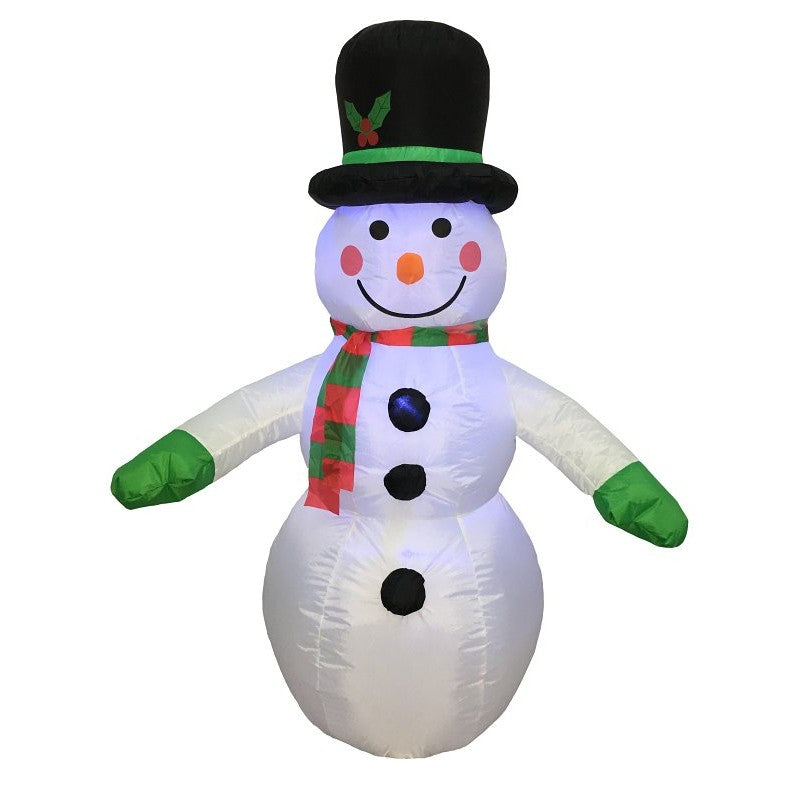 Hometown Holidays 90333 Christmas Inflatable Snowman, 4 ft H, Nylon, White, LED Bulb