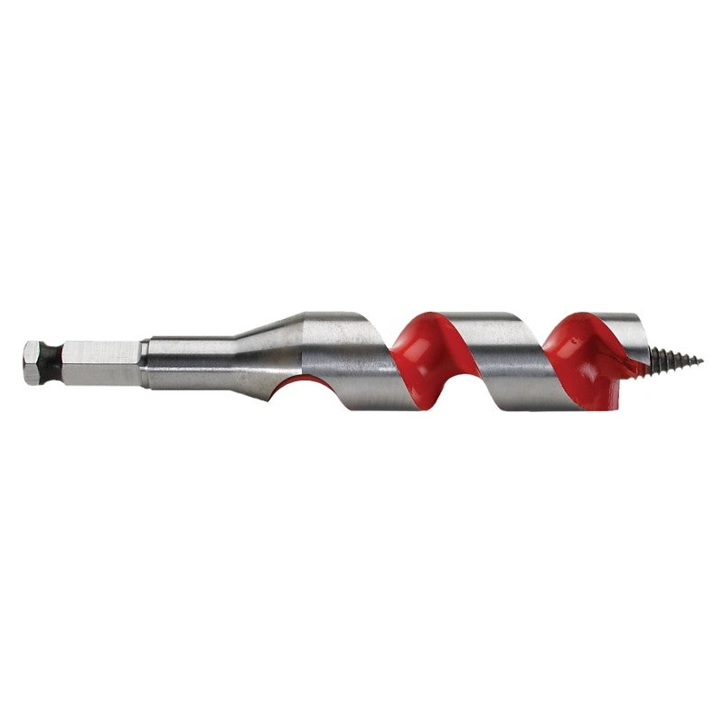 Milwaukee 48-13-1003 Ship Auger Bit, 1 in Dia, 6 in OAL, Wide Flute, 7/16 in Dia Shank, Hex Shank