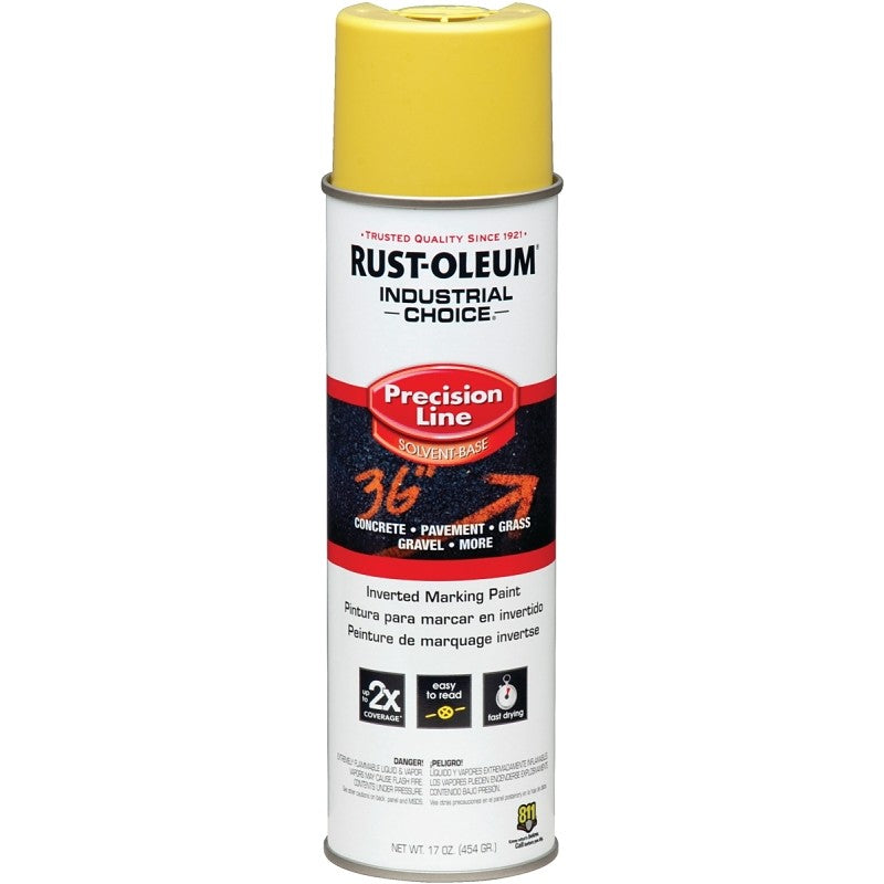 Rust-Oleum 203025 Inverted Marking Spray Paint, Semi-Gloss, Yellow, 17 oz, Can