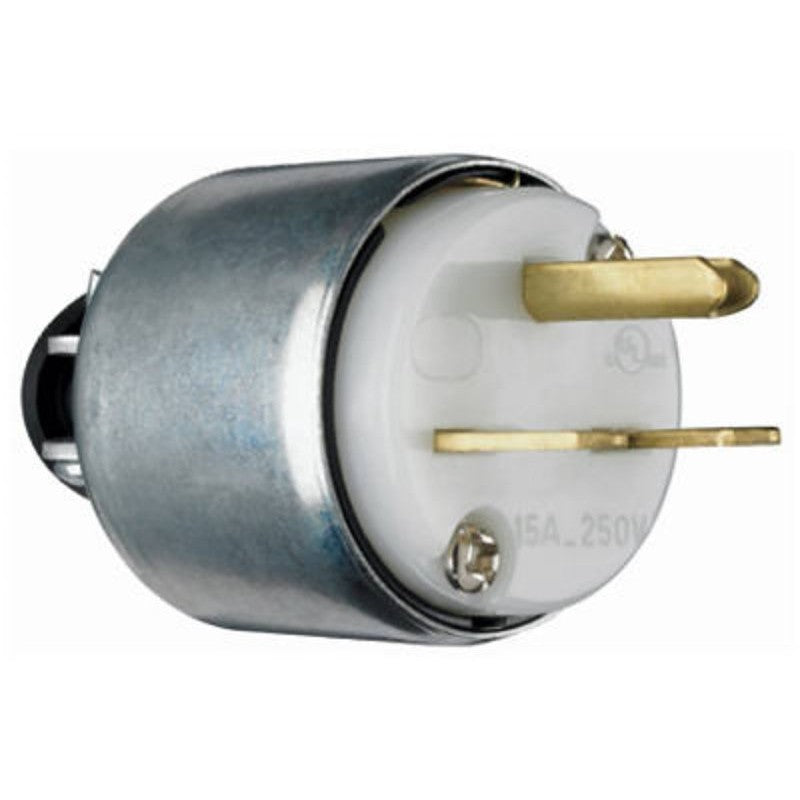 Legrand PS615PACC20 Armored Plug, 2 -Pole, 15 A, 250 V, NEMA: NEMA 6-15P, White