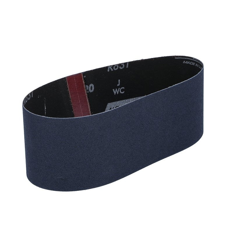 Norton 49262 Sanding Belt, 3 in W, 21 in L, Zirconia Aluminum Abrasive, 120 Grit, Very Fine
