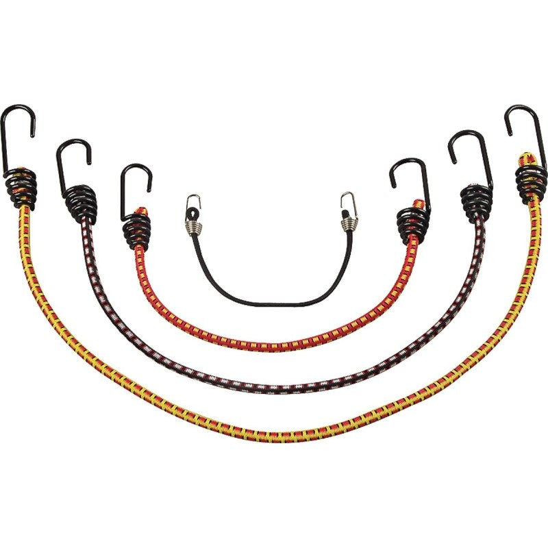 ProSource FH64078 Stretch Cord Set, Polypropylene, Black/Red/Yellow, Hook End