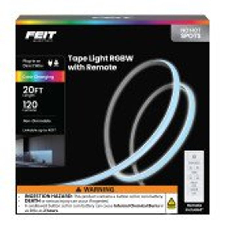 Feit Electric TAPE240/COB/RGB Indoor Continuous Color Tape Light, 120 V, LED Lamp, RGB, 120 Lumens