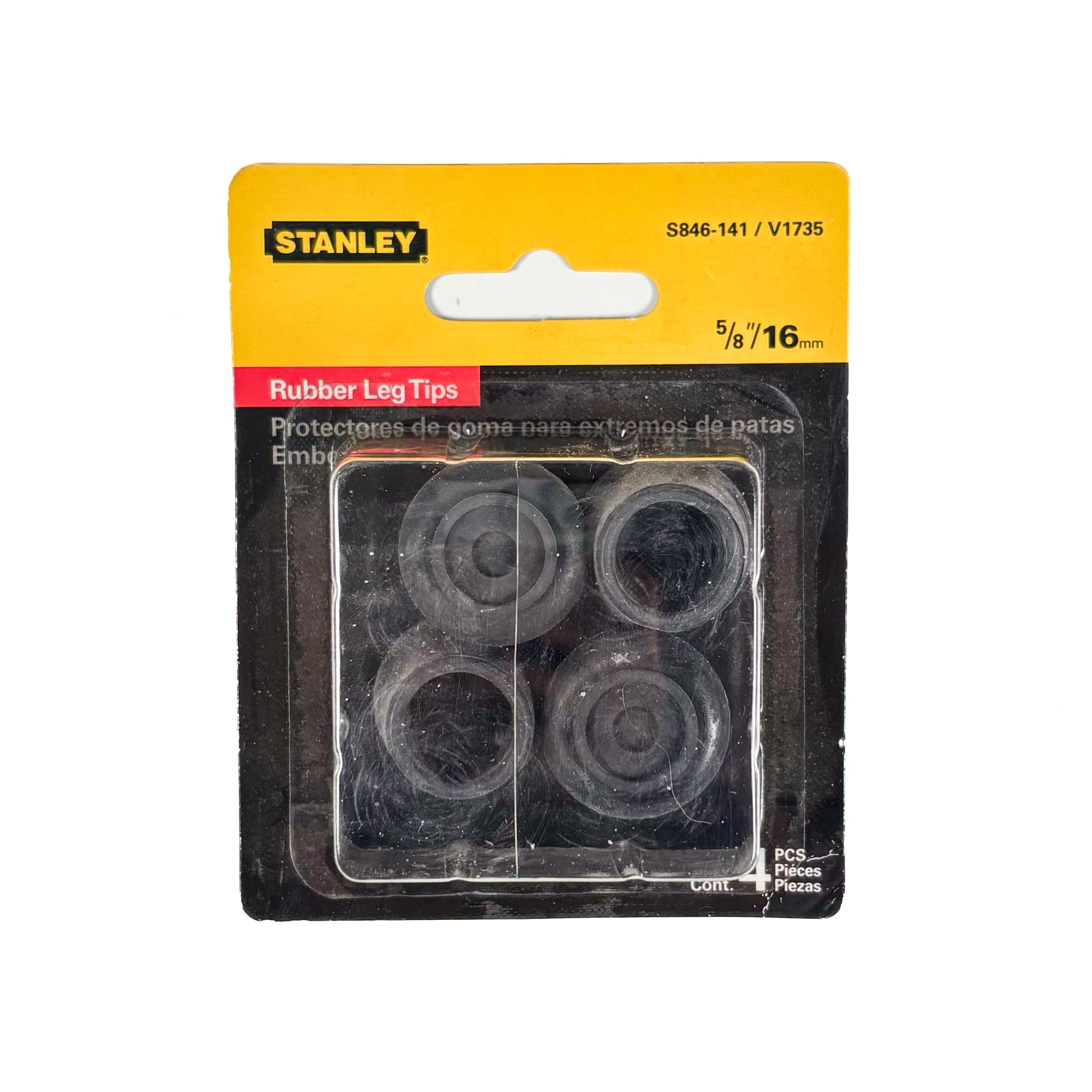 Leg Tips 5/8 Inch Black Rubber 4 Pack (POS)