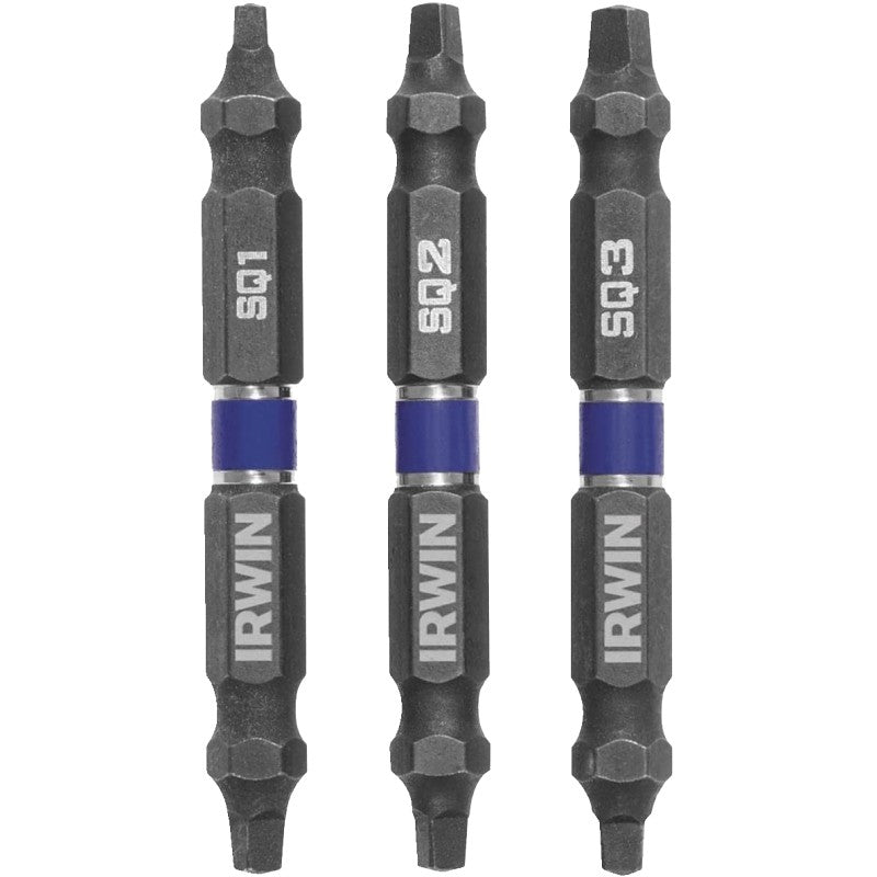 Irwin IWAF32DESQMIX3 Impact Bit Set, 3-Piece, Double-Ended, Steel, 3/PK