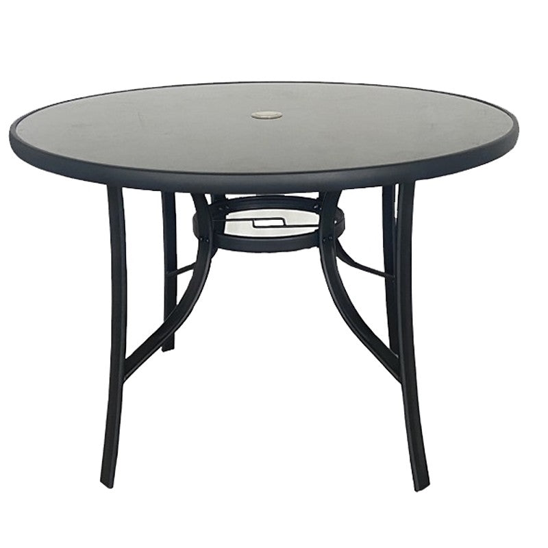 Seasonal Trends 50801 Table, 40 in W, 28.35 in H, Steel Frame, Round Shape Table, Glass/Steel Table, Black Table