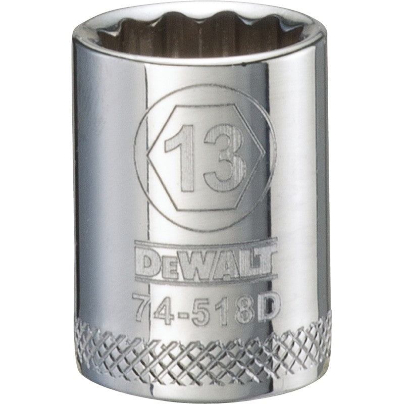 DEWALT DWMT74518OSP Hand Socket, 13 mm Socket, 3/8 in Drive, 12-Point, Vanadium Steel, Polished Chrome