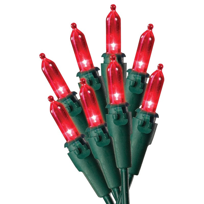 Hometown Holidays U10E406D Light Set, Christmas, 120 V, 2.4 W, 50-Lamp, LED Lamp, Red Lamp, 13.58 ft L
