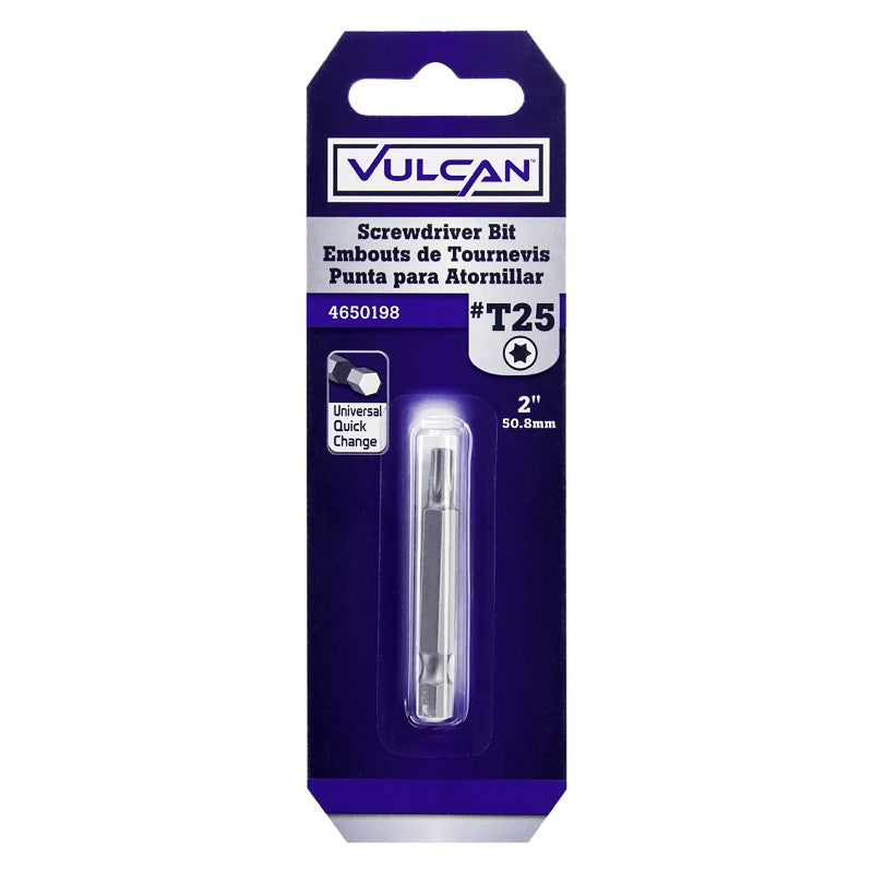 Vulcan 322881OR Screwdriver Bit, Hex Shank, S2 Chrome Molybdenum Steel