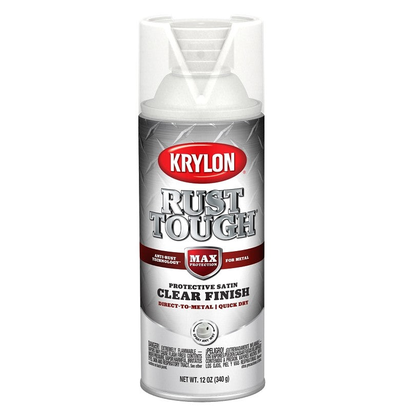 Krylon Rust Tough Series K09272008 Enamel Paint, Satin, Clear, 12 oz Can (Pack of 6)