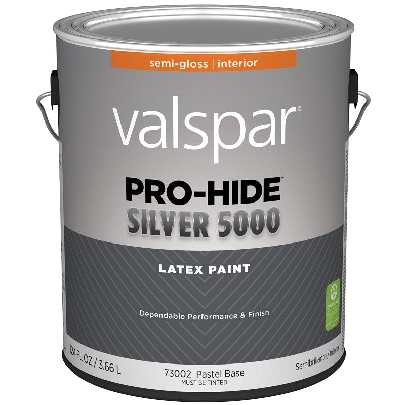 Valspar Pro-Hide Silver 5000 7300 028.0073002.007 Latex Paint, Water Base, Semi-Gloss, Pastel Base, 1 gal (Pack of 4)