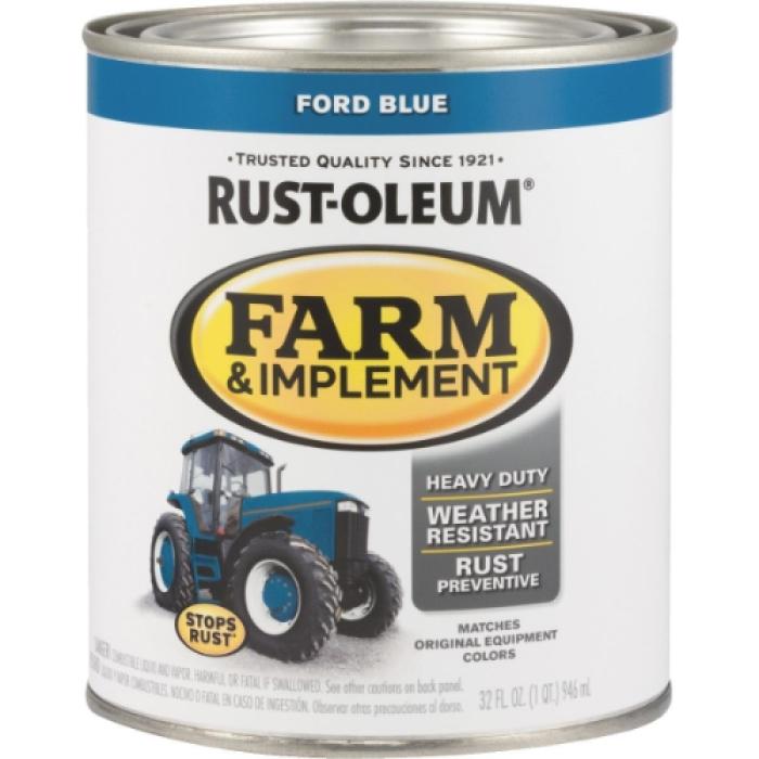 Rust-Oleum 7424502 Farm Equipment Paint, Ford Blue, 1 qt, Can, 130 sq-ft/qt Coverage Area