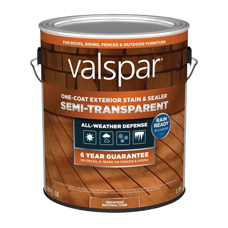 Valspar VL1028084-16 Stain and Sealer, Semi-Transparent, Red Natural, Liquid, 1 gal (Pack of 4)