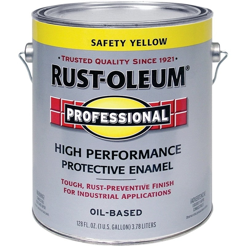 Rust-Oleum 242258 Enamel Paint, Oil, Gloss, Safety Yellow, 1 gal, Can, 255 to 435 sq-ft/gal Coverage Area (Pack of 2)