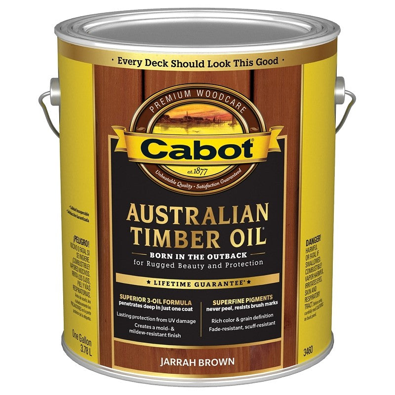 Cabot 140.0003460.007 Australian Timber Oil, Jarrah Brown, Liquid, 1 gal, Can (Pack of 4)