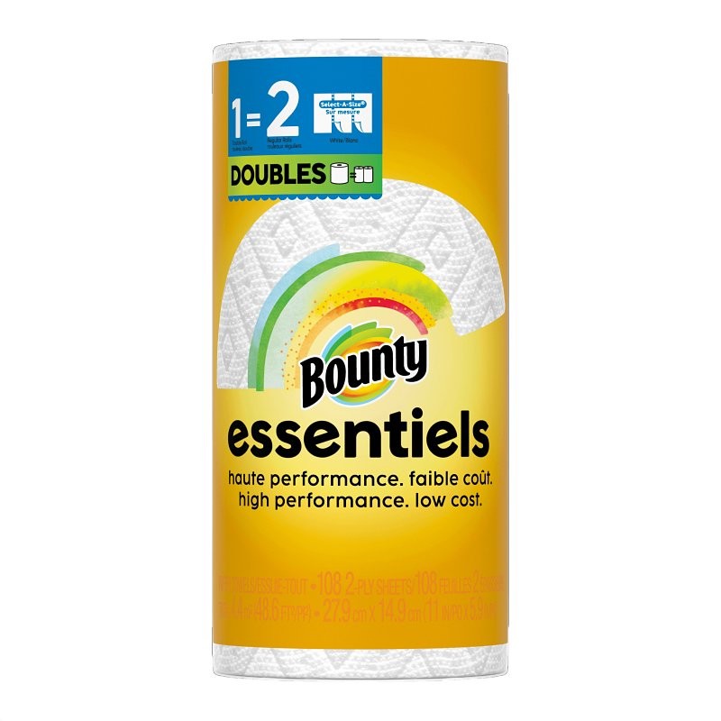 Bounty Essentials Select-A-Size Series 80810311 Paper Towel, 11 in L, 5.9 in W, 2-Ply (Pack of 24)