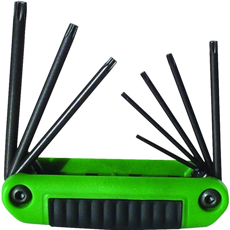 Eklind Ergo-Fold Series 25581 Key Set, T8, T10, T15, T20, T25, T27, T30, T40 Drive, Torx Drive, Ergonomic Handle