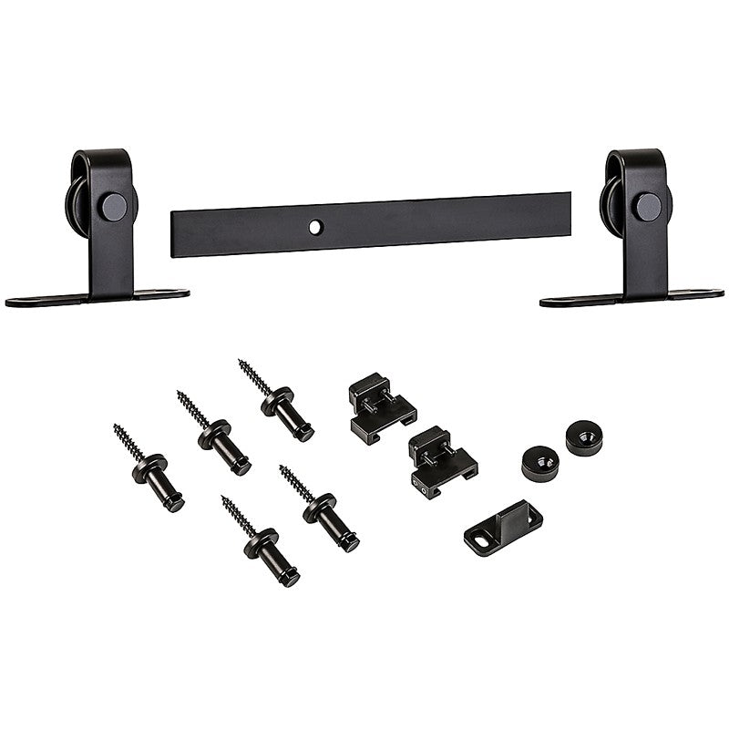 National Hardware N186-900 Sliding Door Hardware Mini Kit, 48 in L Track, Steel, Oil-Rubbed Bronze, Top Mounting