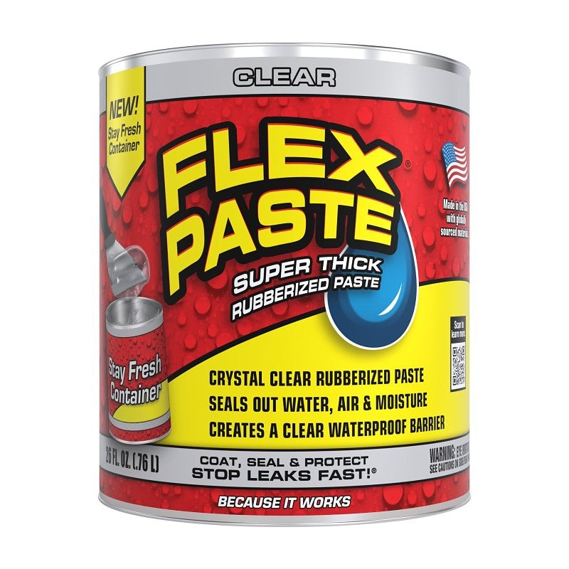 Flex Paste PFSCLRR32 Rubberized Paste, Super-Thick, Clear, 26 oz