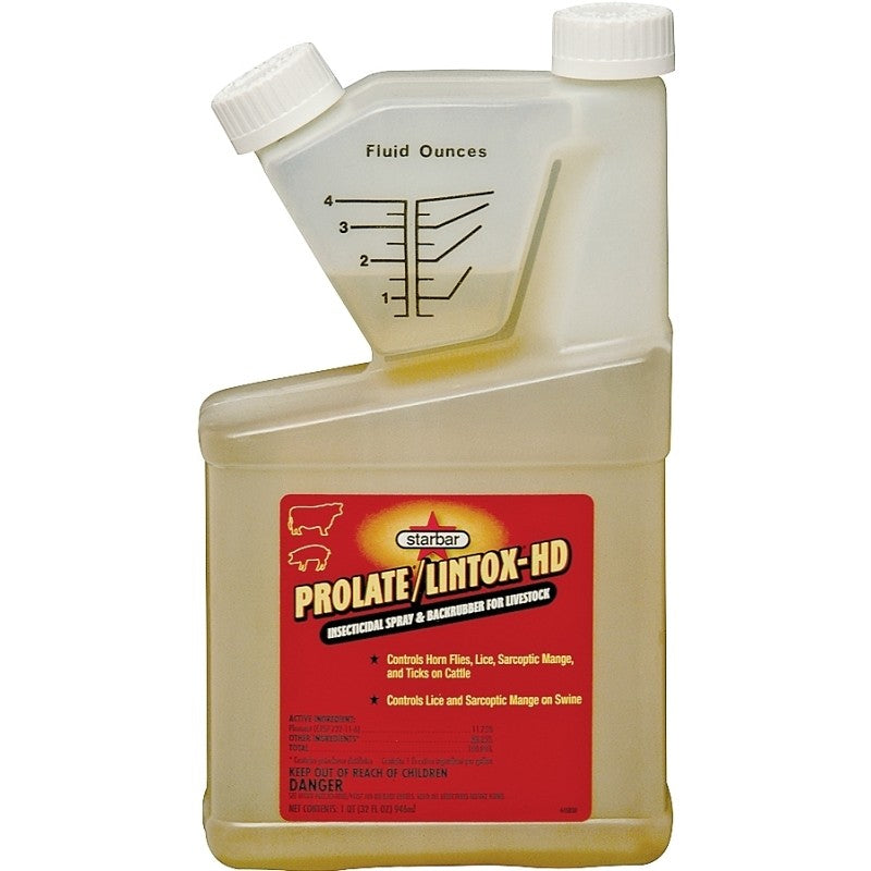 Starbar PROLATE/LINTOX-HD 64580 Insecticide Spray and Backrubber, Liquid, Light Amber/Medium Brown, 1 qt Bottle