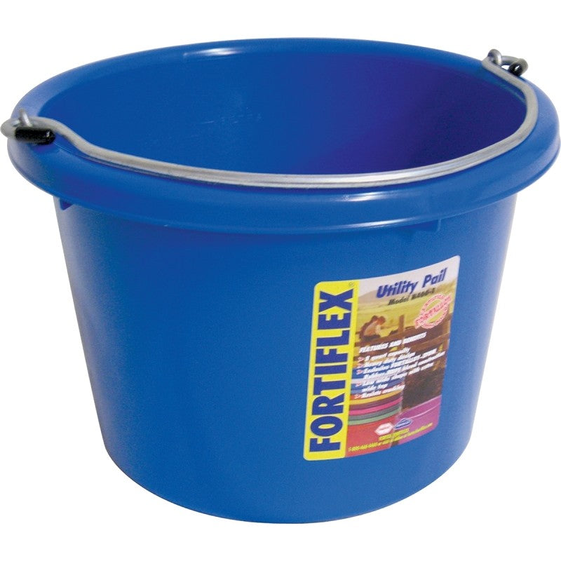 Fortex-Fortiflex N4008BL Utility Pail, 8 qt Volume, Fortalloy Rubber Polymer, Blue