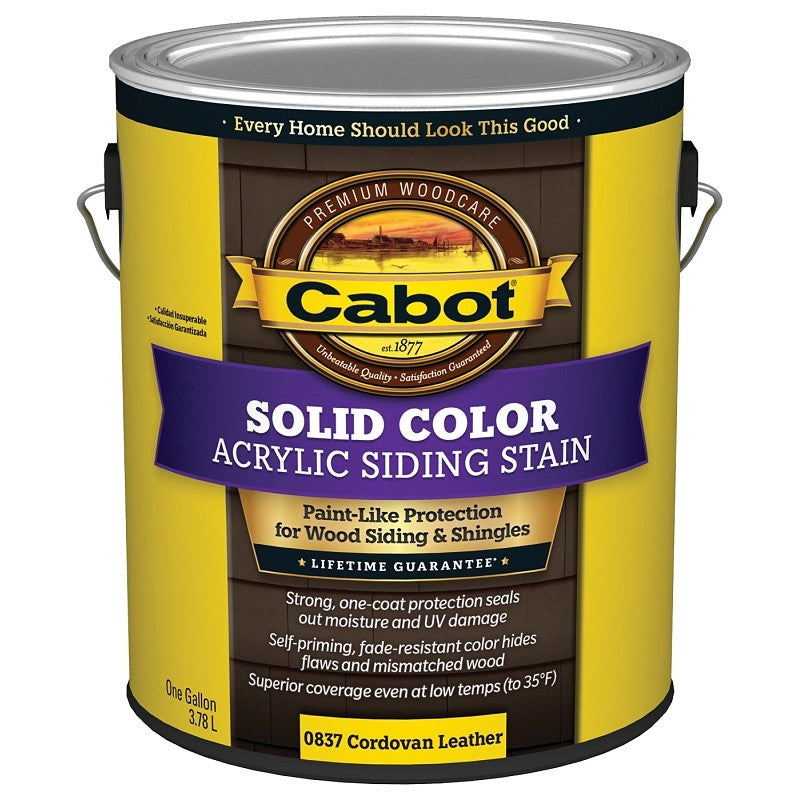 Cabot 800 Series 140.0000837.007 Solid Color Siding Stain, Natural Flat, Cordovan Brown, Liquid, 1 gal, Can (Pack of 4)