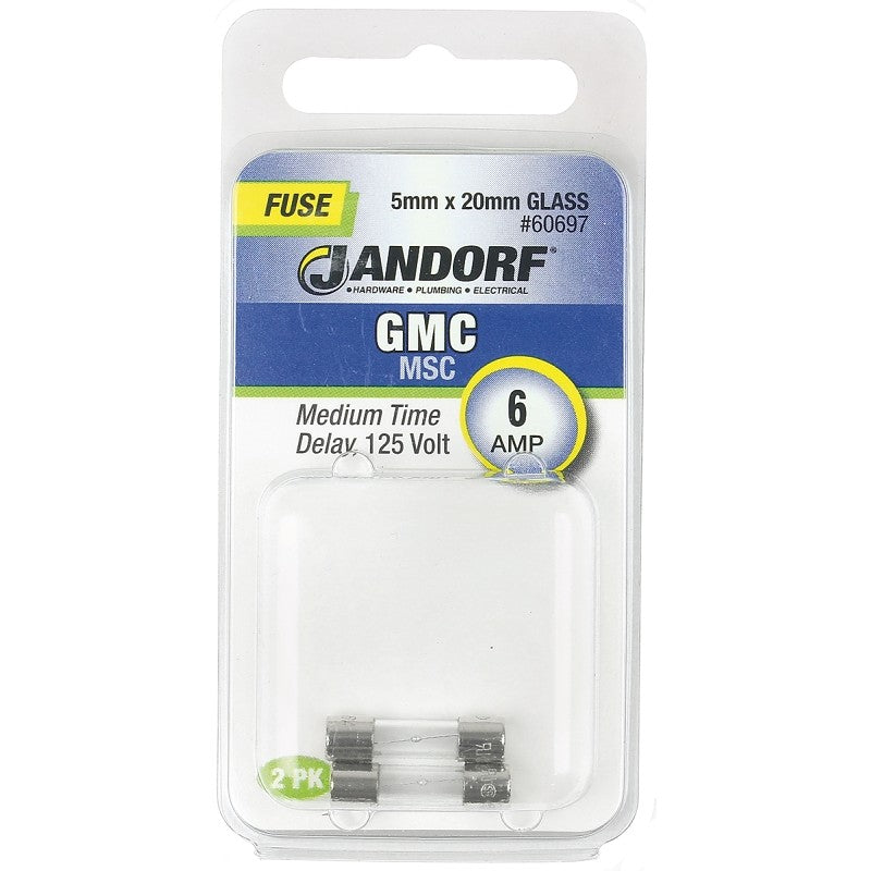 Jandorf 60697 Time Delay Fuse, 6 A, 125 V, 10 kA Interrupt, Glass Body