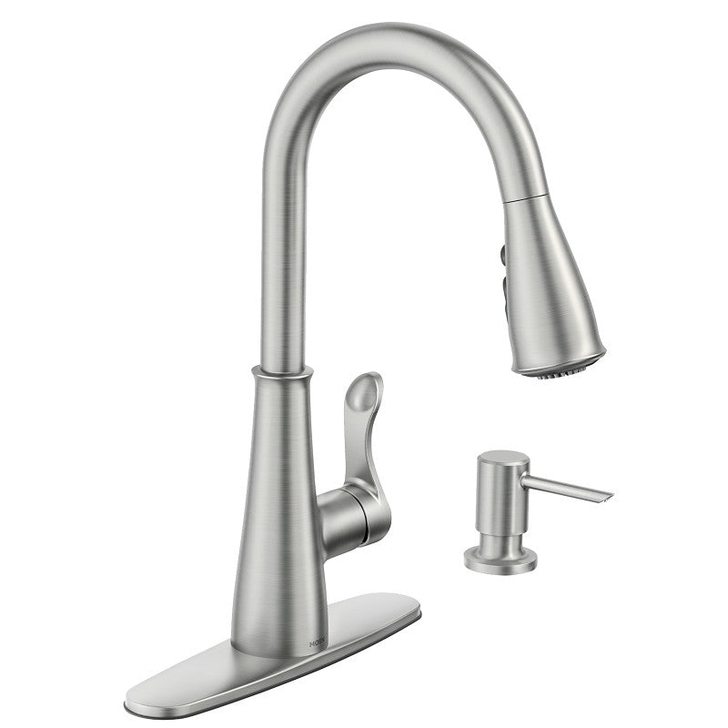 Moen Hadley Series 87245SRS Pull-Down Kitchen Faucet, 1.5 gpm, 1-Handle, 1-Faucet Hole, Metal, Stainless