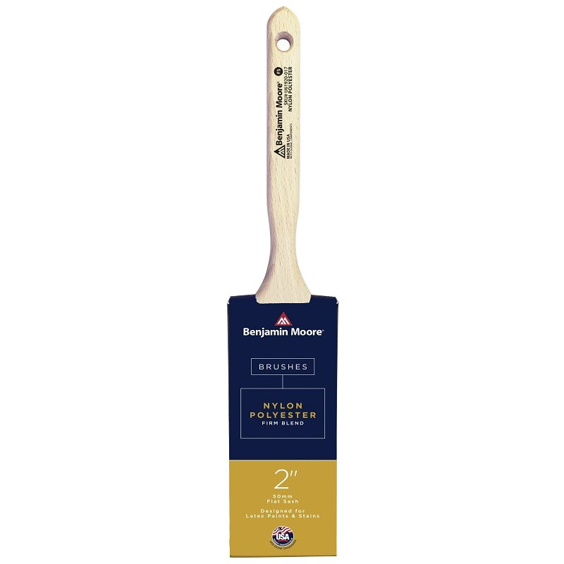 Benjamin Moore U61920017 Paint Brush, Flat Edge Brush, 2-11/16 in L Bristle, Nylon/Polyester Bristle, Sash Handle
