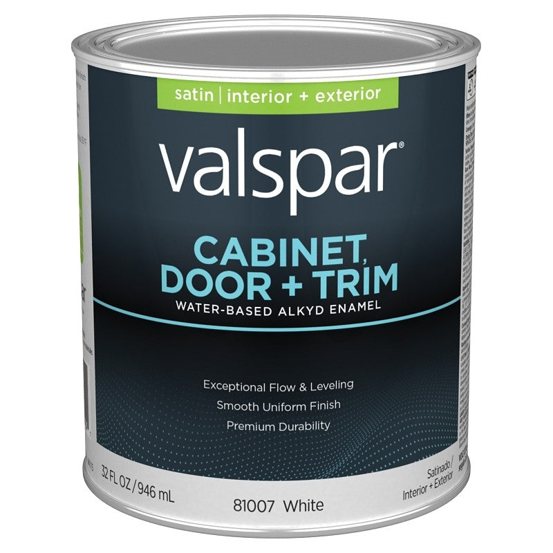 Valspar 8100 028.0081007.007 Cabinet, Door and Trim Paint Enamel, Water Base, Satin Sheen, White Base, 1 gal (Pack of 4)