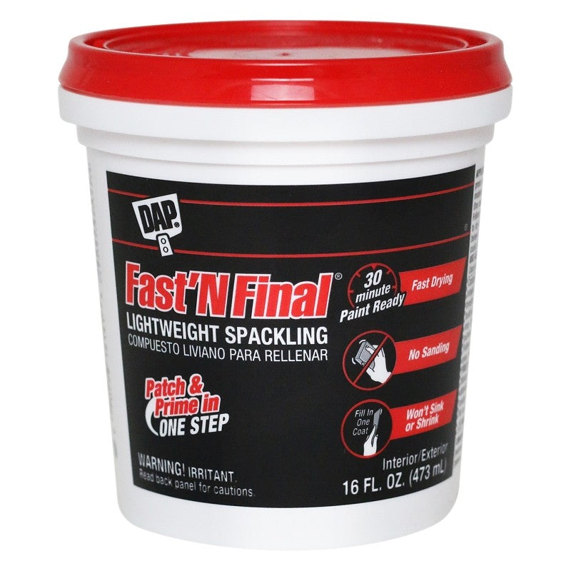 DAP 12141 Spackling Paste White, White, 1 pt Tub