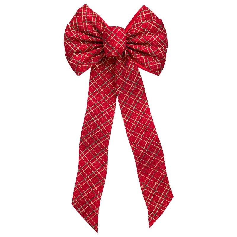 Holidaytrims 6061 Christmas Specialty Decoration, 1 in H, Glittering Bow Plaid, Velvet (Pack of 24)