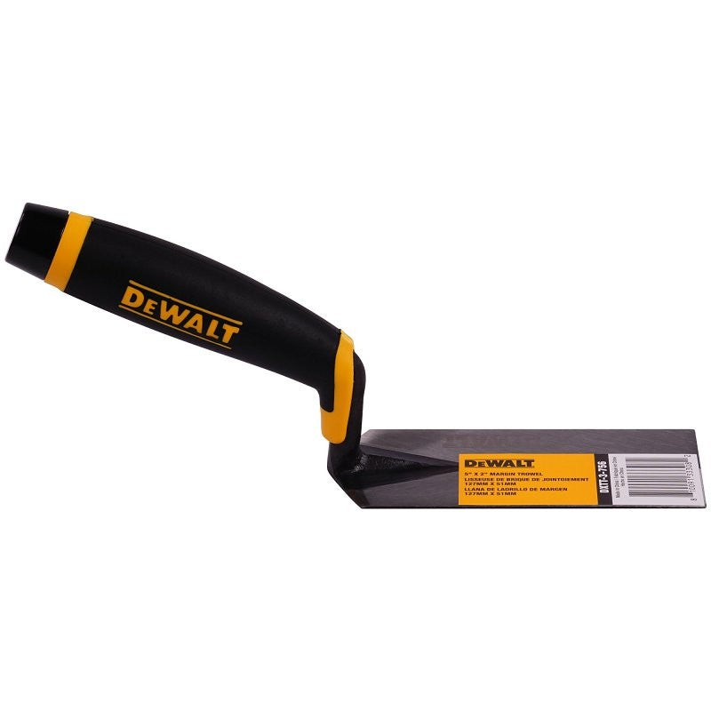DEWALT DXTT-3-756 Margin Trowel, 5 in L Blade, 2 in W Blade, Carbon Steel Blade, Soft Grip Handle, Plastic Handle