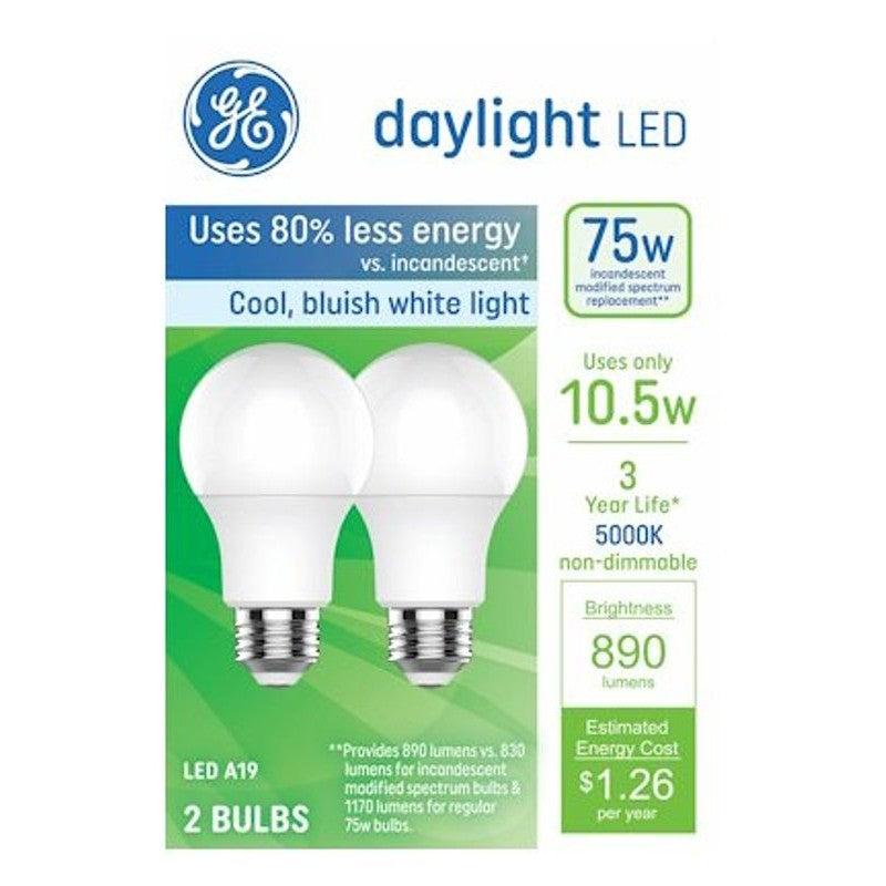 GE Basic Series 93131944 Light Bulb, 120 V, 10.5 W, LED Lamp, 890 Lumens, 5000 K Color Temp