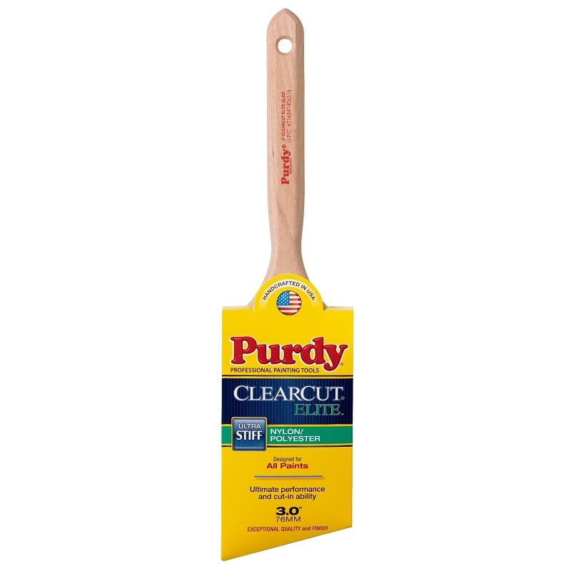 Purdy Clearcut Elite 144152830 Trim Brush, 3 in W, Nylon/Polyester Bristle, Fluted Handle