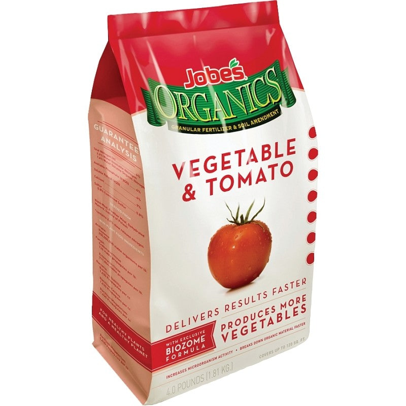Jobes 09026 Vegetable and Tomato Organic Plant Food, 4 lb Bag, Granular, 2-5-3 N-P-K Ratio