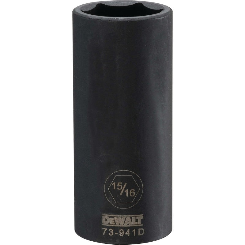 DEWALT DWMT73941OSP Impact Socket, 15/16 in Socket, 1/2 in Drive, 6-Point, CR-440 Steel, Black Oxide