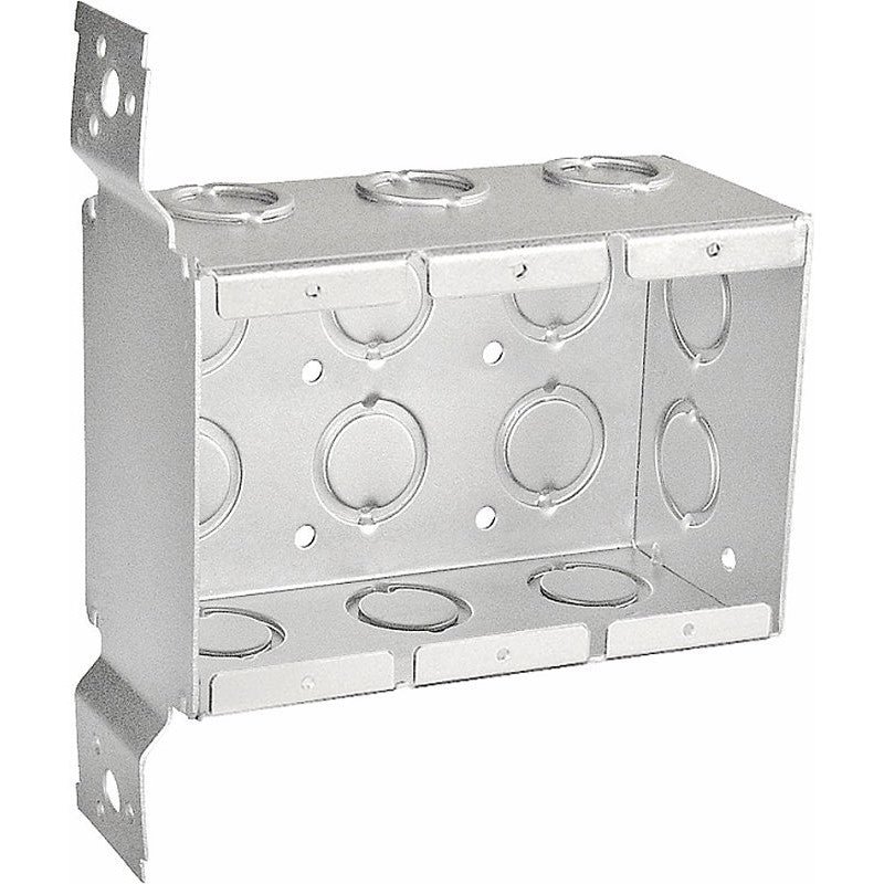 Southwire TB-325-F-UPC Welded Masonry Box, 3-Gang, 14-Knockout, 1/2, 3/4 in Knockout, Steel, Silver, Galvanized