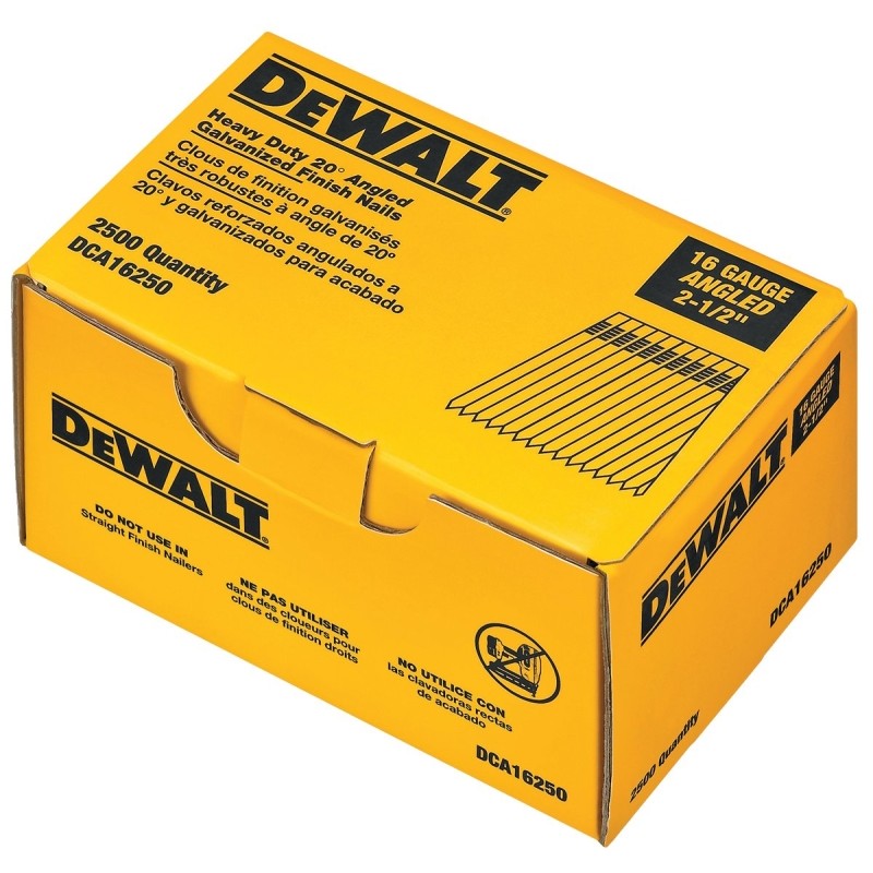 DEWALT DCA16250 Series Finish Nail, Glue Collation, 2-1/2 in L, 16 Gauge, Steel, Suitable for: DC618K Finish Nailer