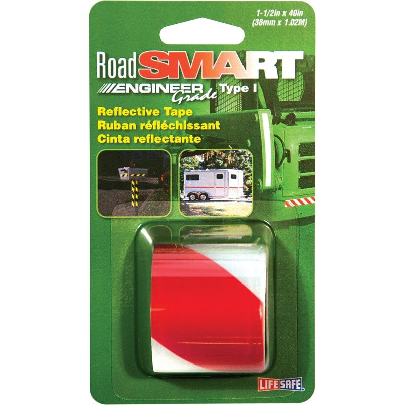 Incom RE821 Reflective Tape, 40 in L, 1-1/2 in W, Red/Silver