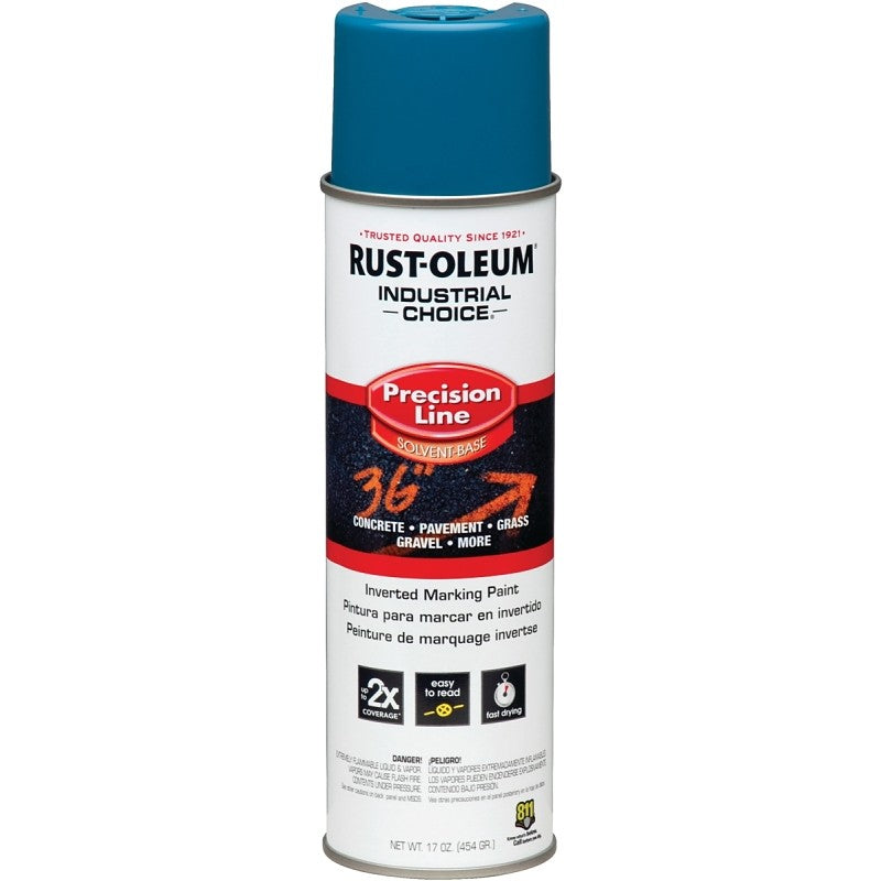 Rust-Oleum 203022 Inverted Marking Spray Paint, Semi-Gloss, APWA Caution Blue, 17 oz, Can