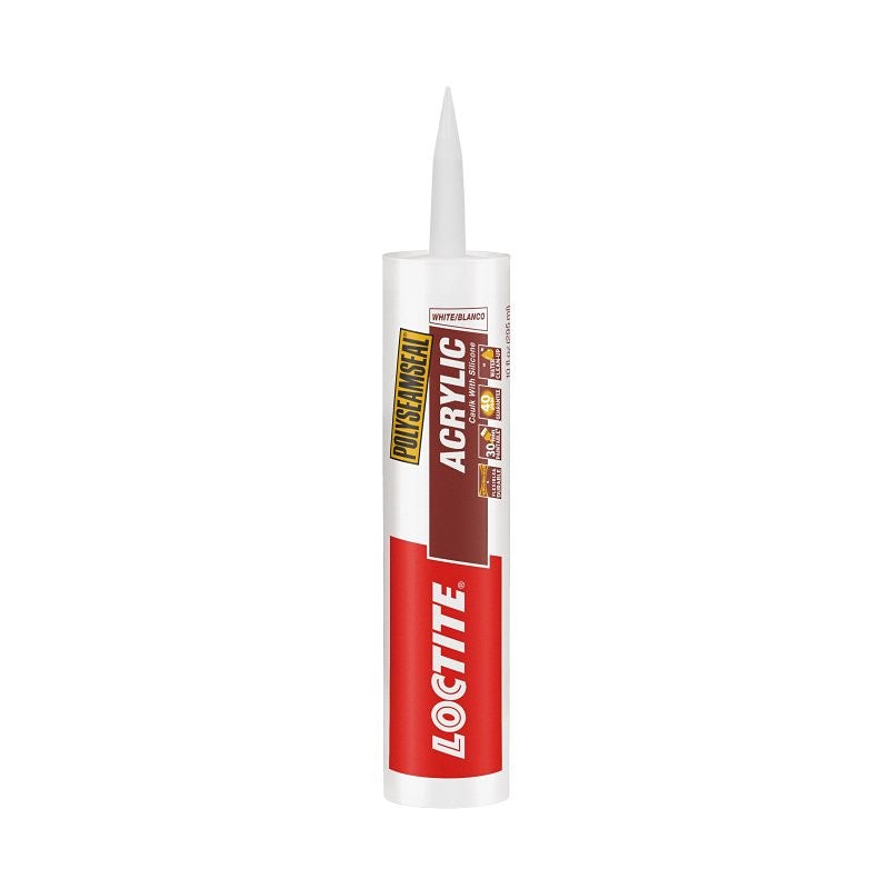 Loctite POLYSEAMSEAL 1507600 Acrylic Caulk, White, -5 to 170 deg F, 10 oz Cartridge (Pack of 12)
