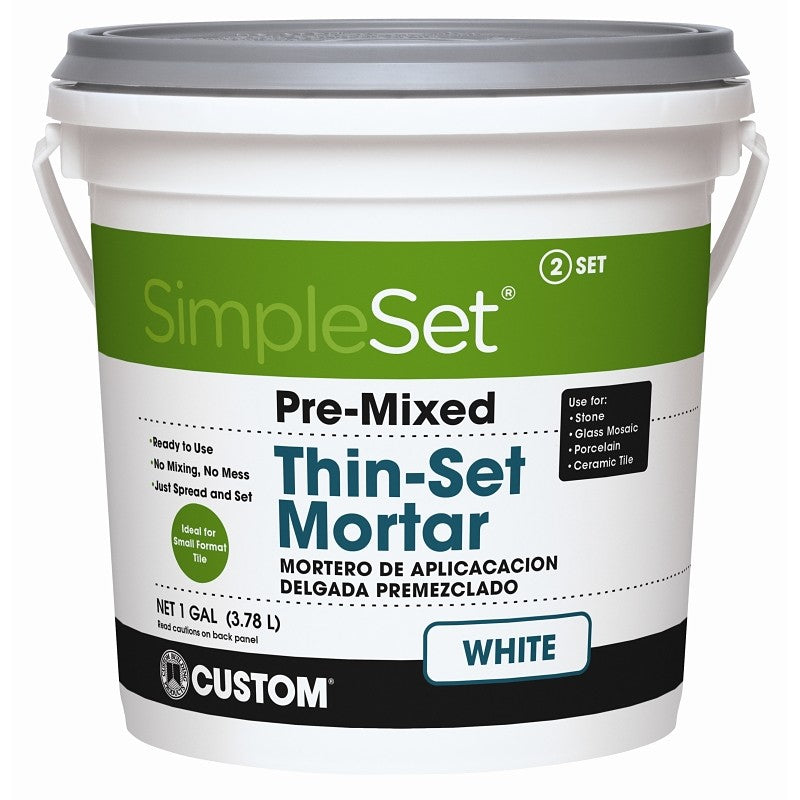 Custom STTSW1-2 Thin-Set Mortar, White, Paste, 1 gal, Pail (Pack of 2)