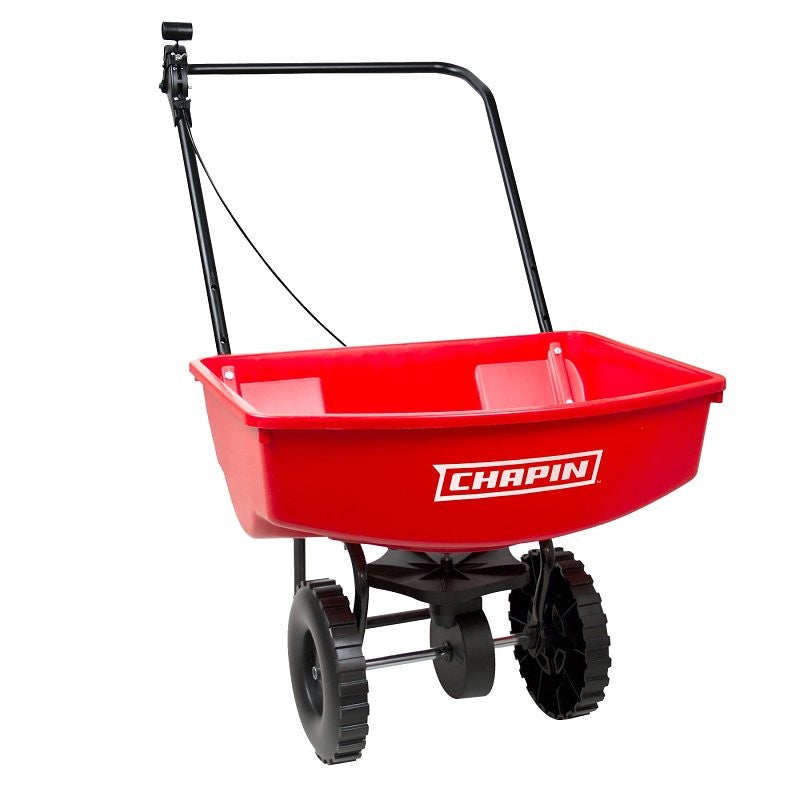 Chapin 8000A Lawn Spreader, 65 lb, Steel Frame, Poly Hopper, Deep Lug Wheel