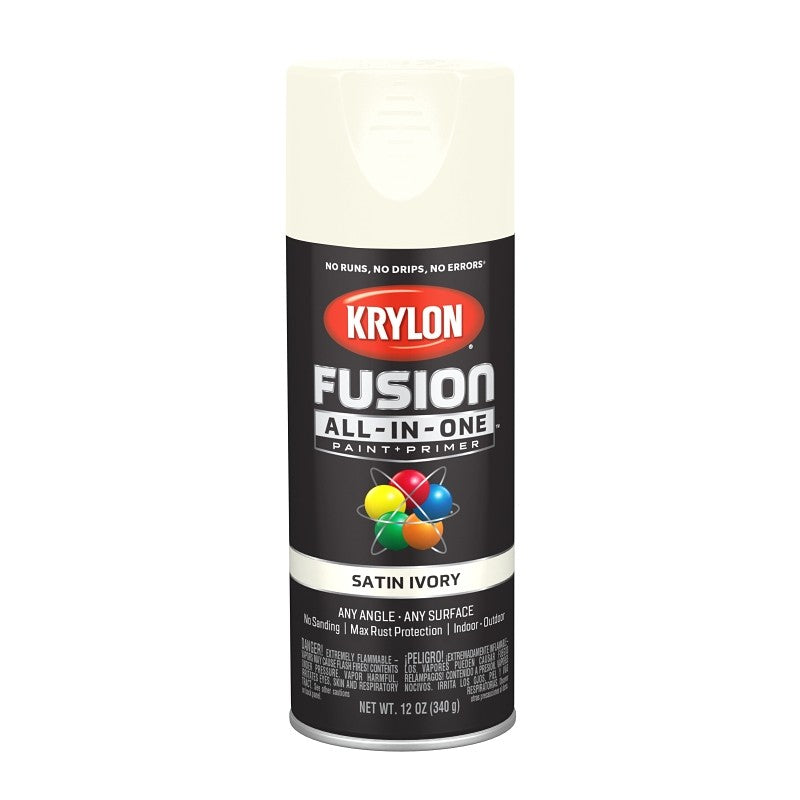 Krylon K02739007 Spray Paint, Satin, Ivory, 12 oz, Can