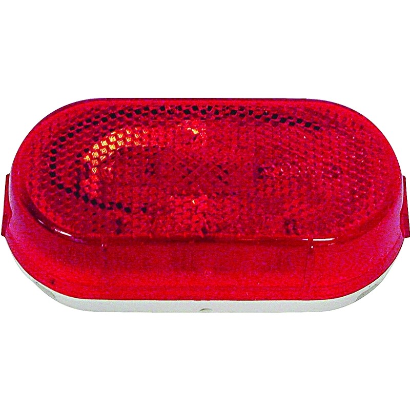 PM V108WR Marker Light, Rectangular, 4.07 in W, 2.04 in H, 12 V, Incandescent Lamp, Red Lens, Screw