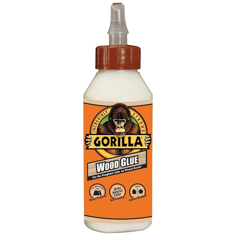 Gorilla 6200002 Wood Glue, Light Tan, 8 oz Bottle